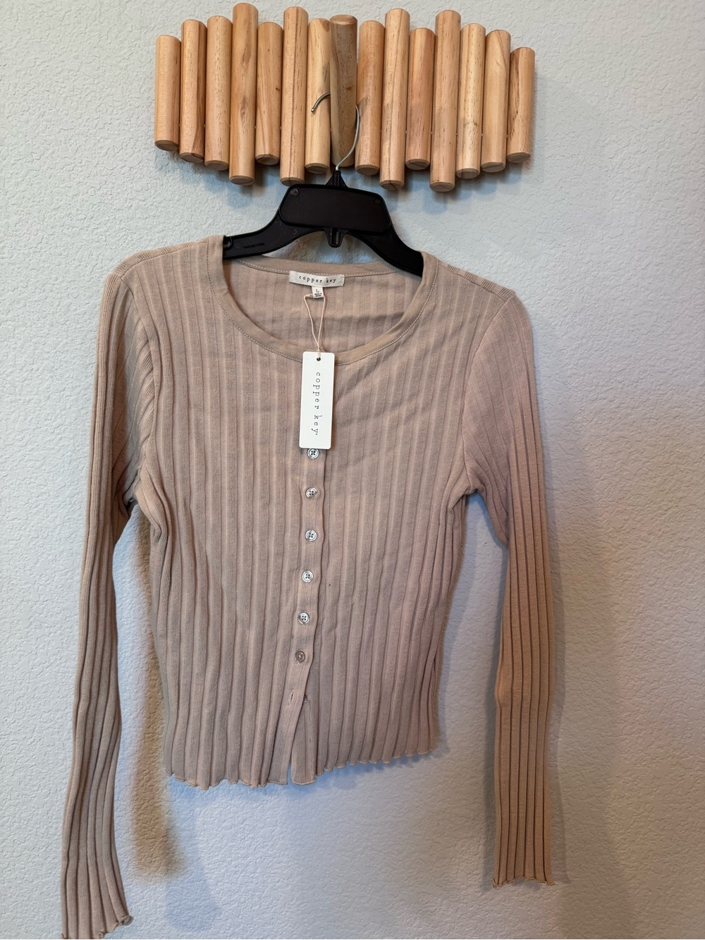 Copper Key Ribbed Button Front Cardigan NWT Size Large - Picture 2 of 10